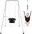 2 in 1 Baby Jumper with Swing – Indoor and Outdoor Use, Baby Jumpers and Bouncers, Toddler Swing with Foldable Stand（Black）