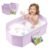 Baby Bathtub for Newborn to Toddlers, Foldable Infants Babies Bath Tub with Non-Slip Base and Drain Plug, Portable Bathtub for Home Outdoor (Pink, 75-45-25CM)