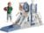 BIERUM 6 in 1 Toddler Slide – L-Shaped Baby Slide for Toddlers Aged 1-3 with Basketball Hoop, Telescope Toy and Anti-Slip Pads, Indoor Outdoor Toddler Playset, Blue Gray