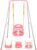 3-in-1 Toddler Swing Set, Indoor & Outdoor Baby Swing Heavy Duty Swing Set with Foldable Metal Stand for Aged 6 Months to 10 Years Old, Easy to Assemble and Store (Pink)
