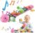 HEMRLY Baby Sensory Toy 0-6 Months, Musical Stuffed Caterpillar Plush with Teether, Crinkle, Rattle, Baby Mirror for Tummy Time, Infant Car Seat Toy for 0-3-6-12 Month Boys Girls Gifts – Winged Pink
