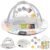 Baby Play Gym & Activity Mat, Tummy Time Mat with Cloud Toy, 7 Detachable Sensory Toys and Educational Cards for Motor Skills & Sensory Development, Baby Essentials Shower Gift, Grey Elephant