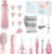 Baby Healthcare and Grooming Kit, 24 in 1 Baby Electric Nail Trimmer Set Newborn Nursery Health Care Set for Newborn Infant Toddlers Baby Boys Girls Kids Haircut Tools (0-3 Years+) (Pink)