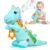 Baby Dino Musical Stuffed Animal Toys for 0-3-6-9-12 Months，Infant Dinosaur Tummy Time Toys with Crinkle Sound Paper,Teether，Textures & Rattles for Newborn Boys Girls Birthday Gifts，Blue
