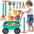 deAO Kids Garden Wagon Wheelbarrow and Gardening Tools Play Set Includes 10 Accessories and 4 Plant Pots,Great Outdoor Toddler Toys Kids Gardening Set