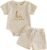 Douhoow Newnorn Baby Summer Clothes Infant Girls Boys Short Sleeve Letter Embroidery Baby Waffle Romper Shorts Set