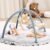 ANGELBLISS 5 in 1 Baby Play Gym Mat, Reversible Tummy Time Mat with 5 Sensory Toys for Stage-Based Developmental, Thick & Large Baby Activity Center from Newborn to Toddler (Dark Blue)