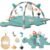 Baby Tummy Time Mat, Oversize Dinosaur Shaped Baby Play Gym Mat with 6 Toys, Play Mat for Babies 0-6-12 Months Promotes Motor Skills & Sensory Development, Newborn Essentials Infant Shower Gift