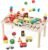 Activity Table for 1+ Year Old, Montessori Wooden Toys for Toddlers 1-3, 8 in 1 Baby Activity Table, Educational Sensory Bead Maze Toys for Babies, Learning Shape Sorter, Birthday Gifts Girls Boys