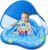 iGeeKid Baby Play Mat with Sprinkler, Inflatable Baby Pool Float with Canopy Backrest & Stackable Rings Water Sprinkler for Kids, Outdoor Water Play Toys for Toddlers Backyard Swimming Water Games