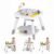 HONEY JOY Baby Bouncer Activity Center, 6-in-1 Infant Jumper & Standing Play Table w/ 360° Rotary Seat, 5 Toys, 3 Adjustable Heights, Music & Sounds, Activity Center for Babies(Gray)