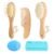Wooden Natural Goat Bristle Brush and Cradle Cap Comb Set – 5 in 1 Baby Grooming Kit for Newborns, Toddlers, Boys, and Girls (Blue)