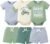Jecson Newborn Boy Clothes Baby Boy Outfits Summer Set 6-Piece Cotton Short Sleeve Top and Shorts for 0-18M