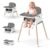 4 in 1 Baby High Chair for Babies and Toddlers, Foldable & Portable Convertible Booster Seat, Adjustable Tray & Footrest, Lightweight, Stable, Easy to Clean, Grey
