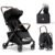 Lightweight Travel Stroller, One-Hand Fold Airplane Carry-On, Compact Baby & Toddler Stroller with Cup & Phone Holder, 6.6 lbs Capacity Basket, Adjustable Reclining Backrest, Black