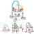INFANS Baby Bouncer Activity Center, 5 in 1 Toddler Bouncing Activity Saucer Playtime Mat Activity Table with 360°Rotating Seat, 3 Adjustable Height, Foldable Exersaucer Learning Walker (Light Grey)