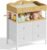 POKIPO Bamboo Changing Table Dresser with Sturdy Metal Frame, 4 Fabric Drawers, 3-in-1 Baby Dresser with Changing Table Top, Diaper Changing Station and Storage Organizer for Modern Nursery