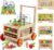 Wooden Activity Cube 7-in-1 Montessori Toy Multipurpose Educational Learning Toy for 1+ Year Old Baby Toddler Kid Boy First Birthday Gift Bead Maze Gear Number Animal Board Carrots Harvest Game