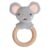 Pearhead Mouse Wooden Baby Teether – Soft Plush Lovey with Natural Wood Rattle Ring, BPA-Free, Soothes Infant Gums, Multi-Sensory Newborn Essential for Boys and Girls, 0+ Months