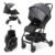 Rollingsurfer Lightweight Baby Stroller for Airplane, Compact Travel Pushchair with Retractable Foot Cover & Reclining Backrest, One Hand Fold Stroller for Toddlers 0-36 Months