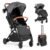 BABY JOY Lightweight Stroller, Compact Travel Stroller with One-Hand Fold, Adjustable Backrest, Canopy, Cup Holder, Footmuff & Storage Basket for Toddlers (Gray)