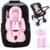 Infant Car Seat Insert with 3 Shoulder & Crocth Covers, Thickened Carseat Head and Body Support for Infant, Reversible Baby Car Seat Cushion for Boys Girls, Soft Mink Dot Newborn Insert for Preemie