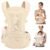 Bebamour Baby Carrier with Hip Seat,All-Position Breathable Mesh Hip Seat & Carrier 0-36Months with Head Hood, 3 PCS Teething Pads, Waist Extender,Storage Bag & Pacifier Case (Gold)