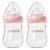 Oberni Glass Baby Bottles,Anti Colic Breastfeeding Bottle with Natural Response Nipple Size S,Wide Neck Slow Flow Baby Bottle for Baby,Newborn,Preemie 0-3 0-6 Month,BPA Free (Pink, 2 Pack, 5 Ounce)