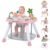 Time Followers® 6-in-1 Baby Activity Center | 4 Stage Montessori-Inspired Toys | Grow Stationary Standing Toddler Table | Jumpers & Bouncers | Must Have for Boy & Girl 6, 12, 24+ Month Old (Pink)