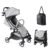 Beberoad Love R2 Small Travel Stroller Compact Strollers Foldable Lightweight Baby Stroller for Airplane, Infant with Adjustable Backrest, Cup Holder and Waterproof Canopy, Gray
