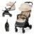 Kinderkraft APINO Lightweight Auto Folding Stroller, Compact Travel Baby Stroller for Newborn to Toddler, Reclining Seat, 5-Point Harness, Beige