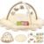 5-in-1 Plush Baby Play Gym, Activity Mat with Convertible Gym, Baby Gym 6 Sensory Toys, Play Center for Newborn to Toddler, Cream