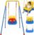 Upgraded Toddler Swing with Tray, Baby Swing Outdoor with Detachable Design, Safety Belt, Foldable Frame for Outdoor & Indoor Use