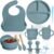 Bluet B- Silicone Baby Feeding Set with Pacifier – Baby Led Weaning Supplies – Baby Spoons, Suction Bowl – Plate – Baby Utensils Set – Silicone Feeding Set for Baby First Foods – 11pcs – Blue