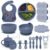 16 Pack Silicone Baby Feeding Set, BPA-Free Baby LED Weaning Supplies, Include Suction Plates, Baby Bowls, Silicone Fork & Spoon, and More, First Stage Baby Food Eating Utensils – 6+ Months(Blue, 16)