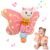 Baby Toys 0-6 Months,Infant Musical Sensory Stuffed Animal with Squeaker,Rattle,Crinkle Wings,Teether & Hanging Ring,Tummy Time Toy for Newborn 0-3-6-12 Months Boys & Girls Gift,Butterfly,Pink