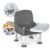 Baby Travel Booster Seat with Double Tray, BabyBond Upgraded Toddler Portable Baby Chair, Booster Seat for Dining Table, Stable and Foldable Booster Baby Chair for Indoor/Outdoor (Grey)