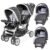 Baby Trend Infant and Toddler Double Stroller & 2 Car Seat Combo, 3 Pc Set, Stormy – Portable and Lightweight Stroller Duo and Car Seat Travel System Tandem