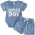 Tsultryofs Baby Boy Summer Clothes Newborn Infant Outfit Letter Embroidery Print Short Sleeve Romper with Shorts 2Pcs Set