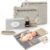 Portable Diaper Changing Pad – Large, Waterproof Travel Changing Pad for Baby with Extra Storage, Wipes Pocket & Pacifier Case – Portable Diaper Changing Station – Beige Striped