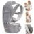 Bear Baby Carrier, 6-in-1 Baby Carrier Newborn to Toddler with Hip Seat (Ergonomic M Position) for 3-36 Month/ 7-44lbs Baby, Adjustable Size for Enhanced Lumbar Support, Perfect for On-the-go