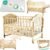 Portable Mini Baby Crib 4 in 1 Convertible with Memory Foam Mattress(38″ by24) Included,cunas para Bebes 2026 Small Crib with Foldable Storage Baby Playpen Bedside Sleeper Beds(Natural Wood)