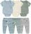 Ruliby Baby Bodysuit and Pant Set 6-pcs Ribbed Soft Infant Boy Girl Clothes Outfits