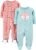 Simple Joys by Carter’s Baby Girls’ Cotton and Fleece Footed Sleep and Play, Pack of 2