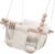 Monkey & Mouse Baby Swing, Cream Indoor Outdoor Portable Hanging Chair – Infant & Toddler Kids 6 Months – 4 Years, Cotton Canvas & Beech Wood Frame, Sensory Hammock Boy & Girl Seat w/Wooden Toys