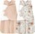 Unnivoll Newborn Sleep Sack Swaddle 100% Cotton Baby Swaddle 0-3 Months, 3-Way Adjustable Wearable Blanket, TOG 0.5, 2 Pack for Baby Boy Girl White Brown Flower