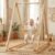 Baby Swing for Infants to Toddler – Canvas Indoor Outdoor Hanging Swing Seat with Safety Belt & Soft Cushion – Durable Wooden Hammock Chair for Nursery, Patio, Tree – Ideal
