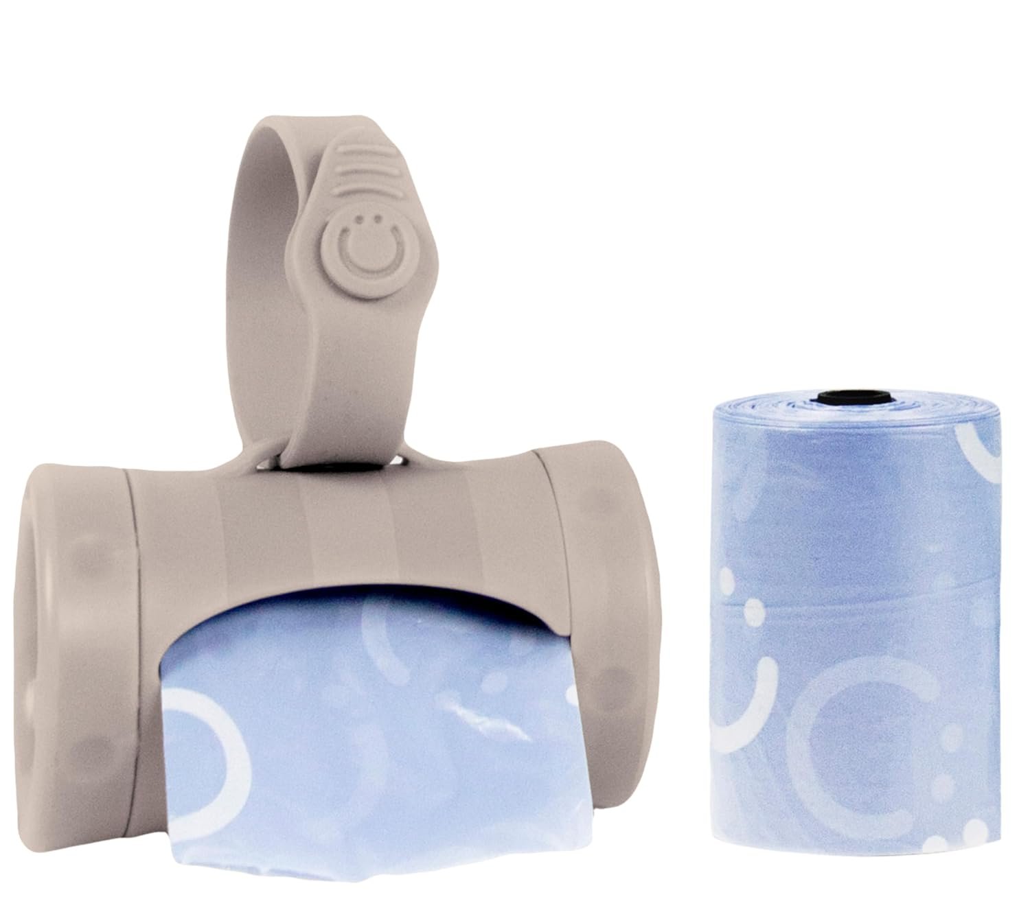 Ubbi Retractable Bag Dispenser for Diaper Bag, Portable Bag Holder for Travel, Newborn Baby Essentials, Diaper Bag Must Have, Includes 24 Lavender Scented Bags, Taupe