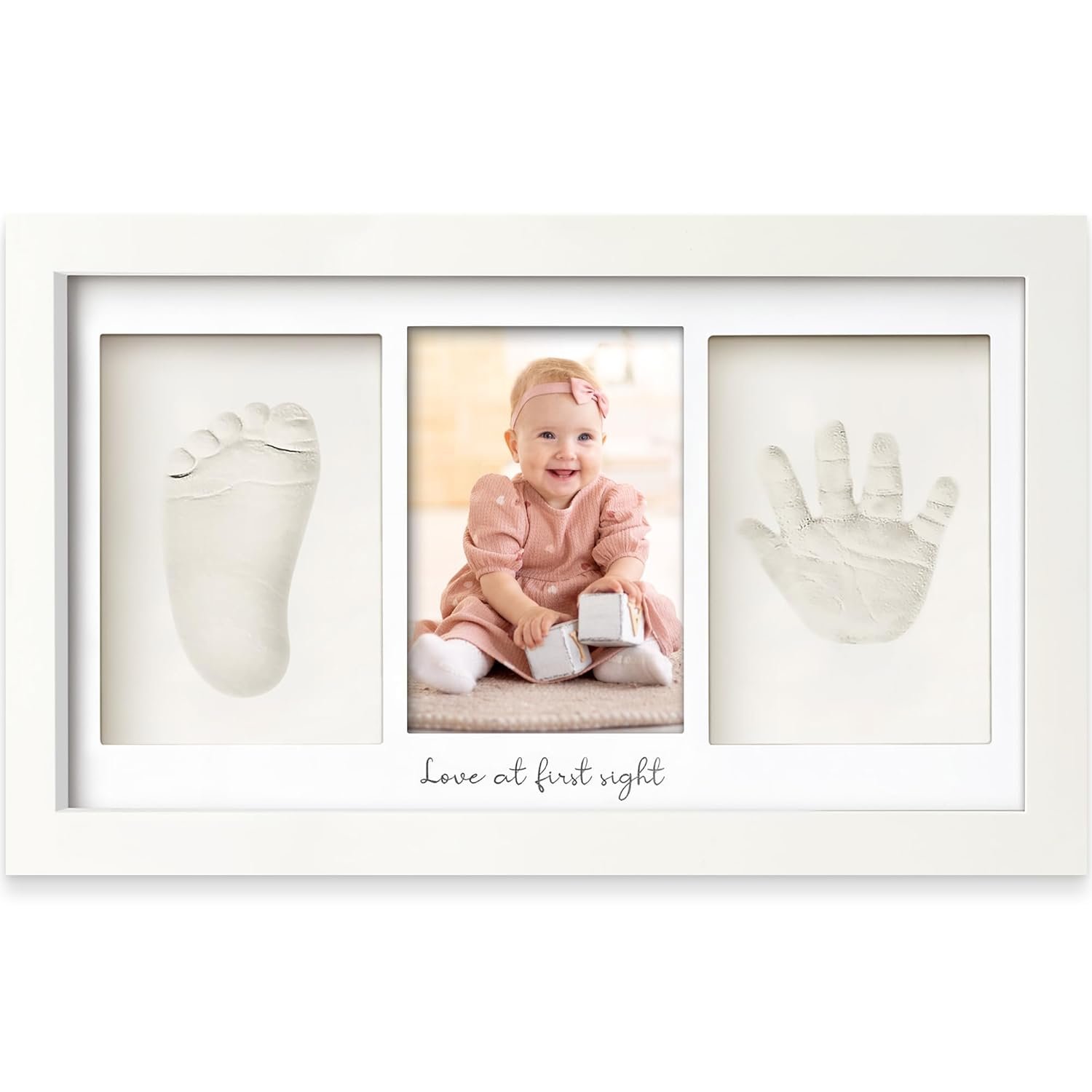 KeaBabies Baby Hand and Footprint Kit – Clay Handprint Keepsake Frame, Newborn Nursery Picture Frame, Personalized New Mom Gifts for Baby First Christmas Shower (Alpine White)
