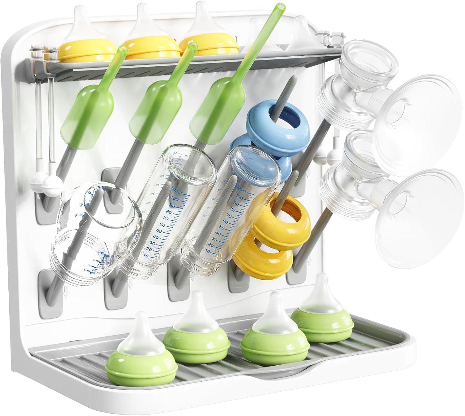 Lifewit Baby Bottle Drying Rack with 10 Hooks, Newborn Essentials Must Haves, Bottle Storage Organizer for Countertop, Cabinet, Rack Dryer Holder for Pacifiers, Pump Parts, Baby Stuff